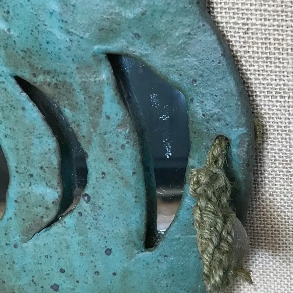 Vintage Stoneware Mirror Art 1974 Handmade Pottery Eclectic Goblin Gremlin Core - Picture 3 of 6